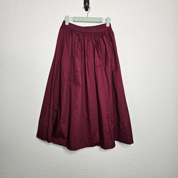 Uniqlo pleated balloon long pull on skirt Wine color Women's size M holiday - Picture 1 of 3